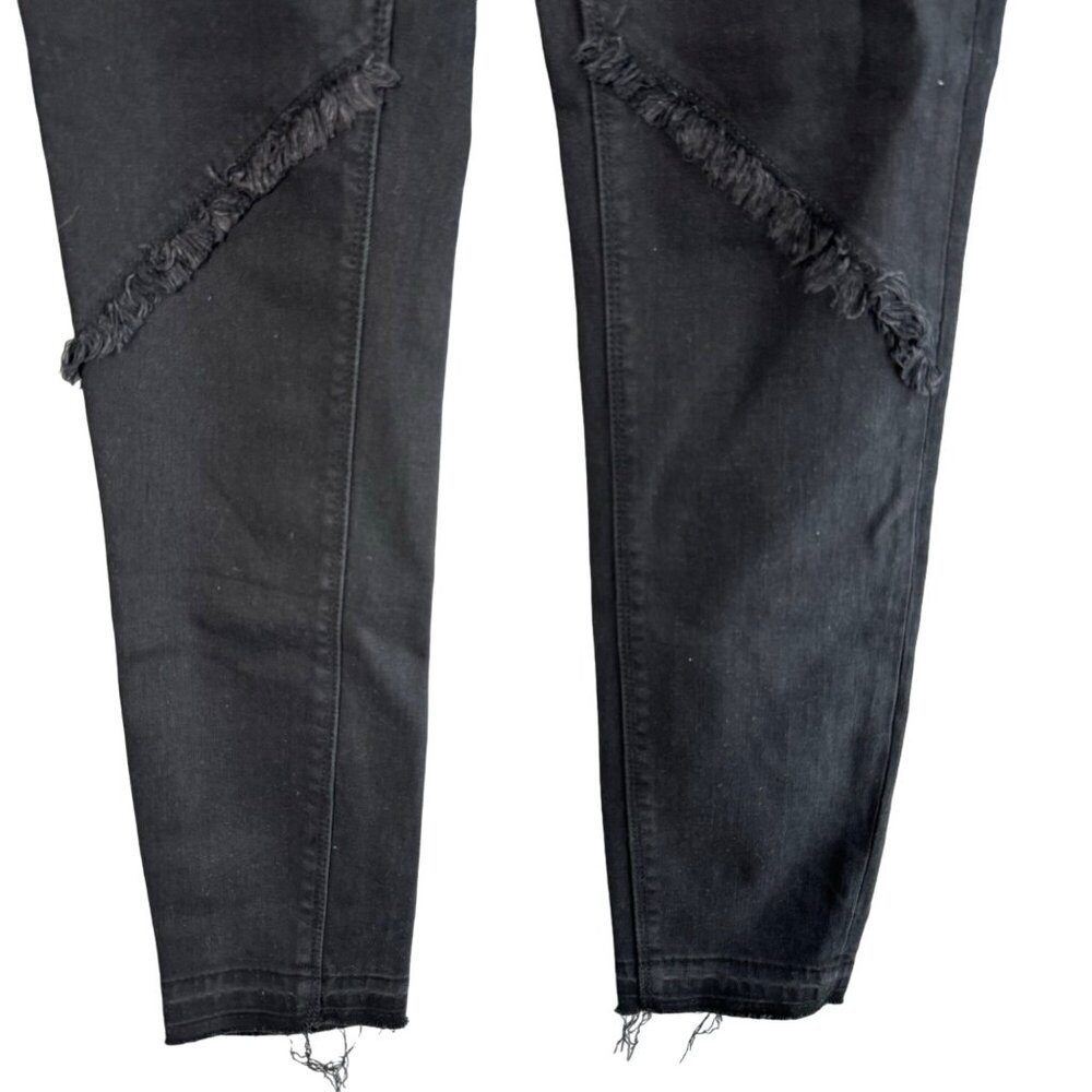 1.STATE Frayed Released Hem Skinny Black Jeans Womens Size 27 Super Wash Denim - Picture 10 of 12